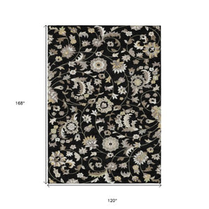Homeroots 3' Floral Artichoke Green And Gray Area Rug For Indoor Outdoor Spaces - Washable & Stain Resistant 10' X 14' Polyester 597805