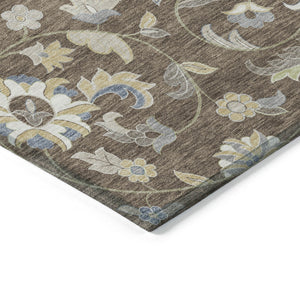 Homeroots 3' Floral Artichoke Green And Gray Area Rug For Indoor Outdoor Spaces - Washable & Stain Resistant 3' X 5' Polyester 597806
