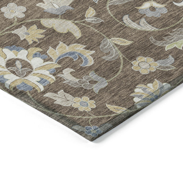 Homeroots 3' Floral Artichoke Green And Gray Area Rug For Indoor Outdoor Spaces - Washable & Stain Resistant 5' X 8' Polyester 597807