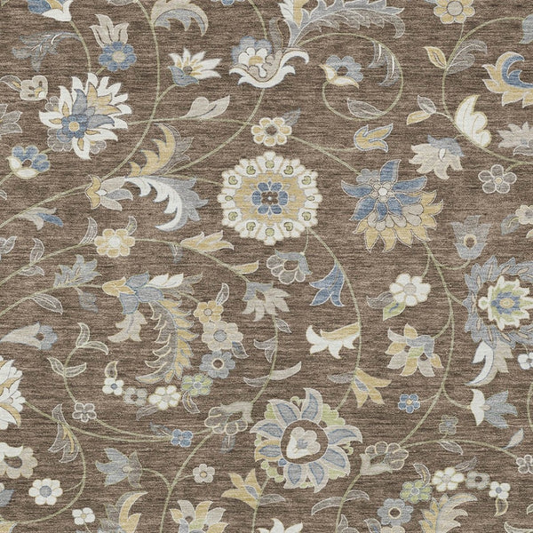 Homeroots 3' Floral Artichoke Green And Gray Area Rug For Indoor Outdoor Spaces - Washable & Stain Resistant 9' X 12' Polyester 597810