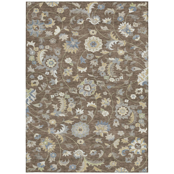 Homeroots 3' Floral Artichoke Green And Gray Area Rug For Indoor Outdoor Spaces - Washable & Stain Resistant 10' X 14' Polyester 597811