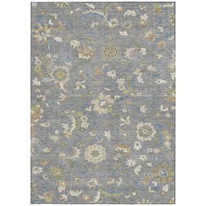 Homeroots 3' Floral Artichoke Green And Gray Area Rug For Indoor Outdoor Spaces - Washable & Stain Resistant 3' X 5' Polyester 597812