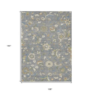 Homeroots 3' Floral Artichoke Green And Gray Area Rug For Indoor Outdoor Spaces - Washable & Stain Resistant 9' X 12' Polyester 597816