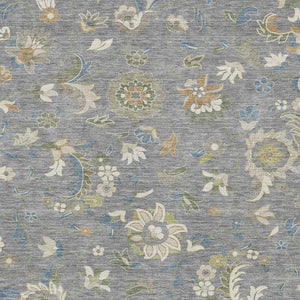 Homeroots 3' Floral Artichoke Green And Gray Area Rug For Indoor Outdoor Spaces - Washable & Stain Resistant 9' X 12' Polyester 597816