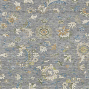 Homeroots 3' Floral Artichoke Green And Gray Area Rug For Indoor Outdoor Spaces - Washable & Stain Resistant 10' X 14' Polyester 597817