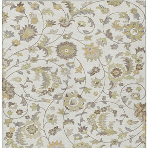 Homeroots 3' Floral Artichoke Green And Gray Area Rug For Indoor Outdoor Spaces - Washable & Stain Resistant 3' X 5' Polyester 597818