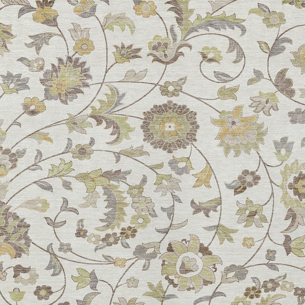 Homeroots 3' Floral Artichoke Green And Gray Area Rug For Indoor Outdoor Spaces - Washable & Stain Resistant 5' X 8' Polyester 597819