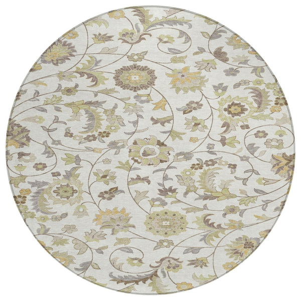 HomeRoots 5' Elegant Floral Area Rug for Indoor and Outdoor Use - Durable, Washable, and Stylish Décor Solution 8' Round 597820