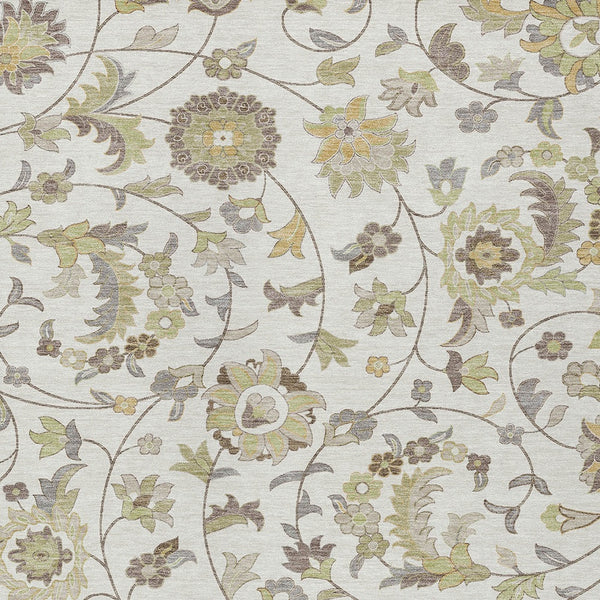 Homeroots 3' Floral Artichoke Green And Gray Area Rug For Indoor Outdoor Spaces - Washable & Stain Resistant 10' X 14' Polyester 597823