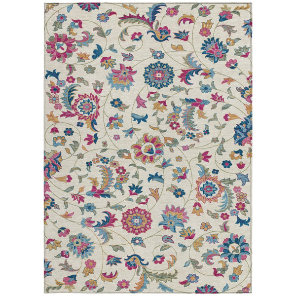 Homeroots 3' Floral Artichoke Green And Gray Area Rug For Indoor Outdoor Spaces - Washable & Stain Resistant 9' X 12' Polyester 597828