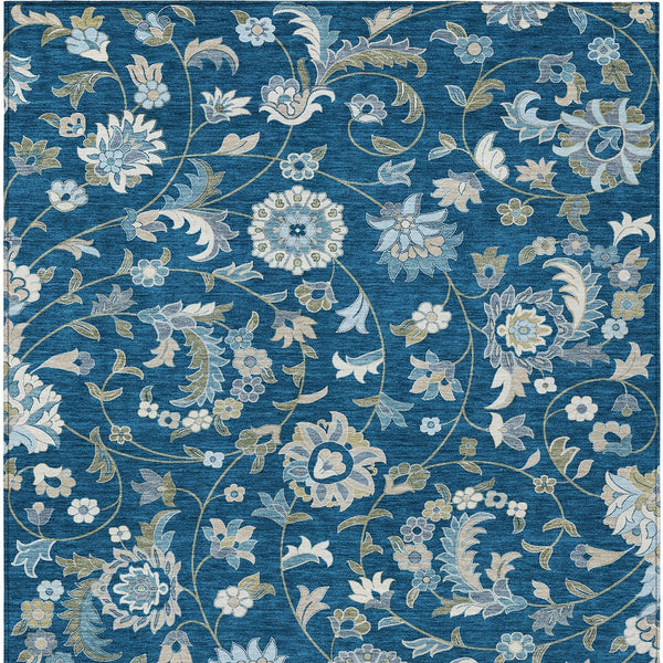 Homeroots 3' Floral Artichoke Green And Gray Area Rug For Indoor Outdoor Spaces - Washable & Stain Resistant 3' X 5' Polyester 597830