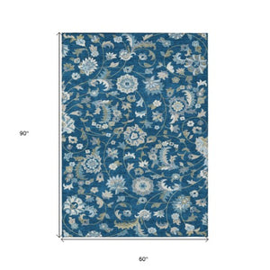 Homeroots 3' Floral Artichoke Green And Gray Area Rug For Indoor Outdoor Spaces - Washable & Stain Resistant 5' X 8' Polyester 597831