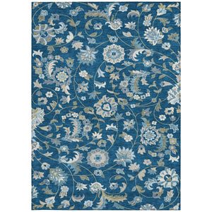 Homeroots 3' Floral Artichoke Green And Gray Area Rug For Indoor Outdoor Spaces - Washable & Stain Resistant 8' X 10' Polyester 597833