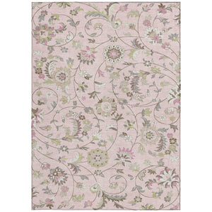 Homeroots 3' Floral Artichoke Green And Gray Area Rug For Indoor Outdoor Spaces - Washable & Stain Resistant 3' X 5' Polyester 597836