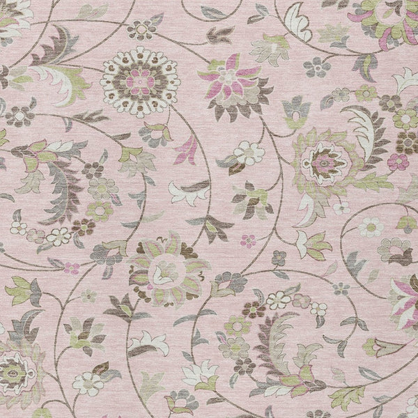 Homeroots 3' Floral Artichoke Green And Gray Area Rug For Indoor Outdoor Spaces - Washable & Stain Resistant 8' X 10' Polyester 597839