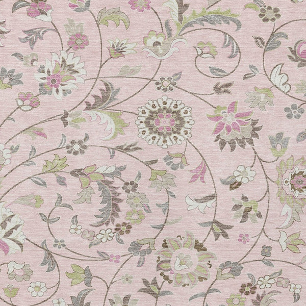 Homeroots 3' Floral Artichoke Green And Gray Area Rug For Indoor Outdoor Spaces - Washable & Stain Resistant 9' X 12' Polyester 597840