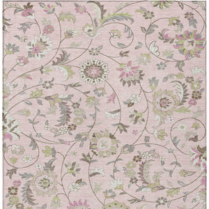 Homeroots 3' Floral Artichoke Green And Gray Area Rug For Indoor Outdoor Spaces - Washable & Stain Resistant 10' X 14' Polyester 597841