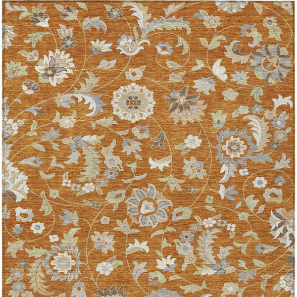 Homeroots 3' Floral Artichoke Green And Gray Area Rug For Indoor Outdoor Spaces - Washable & Stain Resistant 3' X 5' Polyester 597842