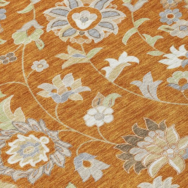 Homeroots 3' Floral Artichoke Green And Gray Area Rug For Indoor Outdoor Spaces - Washable & Stain Resistant 3' X 5' Polyester 597842