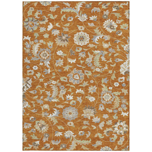 Homeroots 3' Floral Artichoke Green And Gray Area Rug For Indoor Outdoor Spaces - Washable & Stain Resistant 5' X 8' Polyester 597843