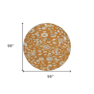 Homeroots 3' Floral Artichoke Green And Gray Area Rug For Indoor Outdoor Spaces - Washable & Stain Resistant 8' Round Polyester 597844