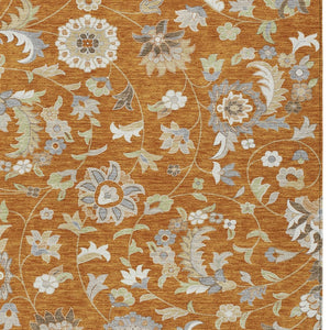 Homeroots 3' Floral Artichoke Green And Gray Area Rug For Indoor Outdoor Spaces - Washable & Stain Resistant 8' X 10' Polyester 597845