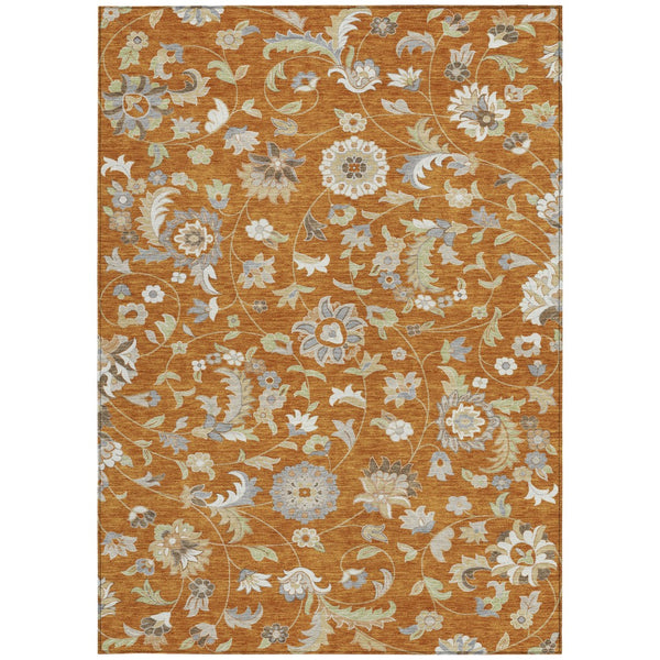 Homeroots 3' Floral Artichoke Green And Gray Area Rug For Indoor Outdoor Spaces - Washable & Stain Resistant 10' X 14' Polyester 597847