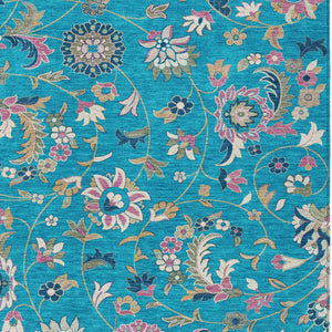 Homeroots 3' Floral Artichoke Green And Gray Area Rug For Indoor Outdoor Spaces - Washable & Stain Resistant 3' X 5' Polyester 597848