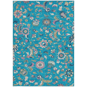 Homeroots 3' Floral Artichoke Green And Gray Area Rug For Indoor Outdoor Spaces - Washable & Stain Resistant 5' X 8' Polyester 597849