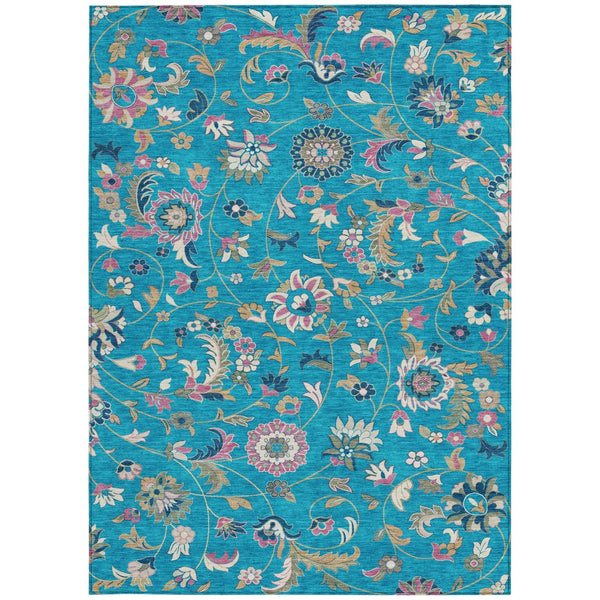 Homeroots 3' Floral Artichoke Green And Gray Area Rug For Indoor Outdoor Spaces - Washable & Stain Resistant 5' X 8' Polyester 597849
