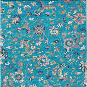 Homeroots 3' Floral Artichoke Green And Gray Area Rug For Indoor Outdoor Spaces - Washable & Stain Resistant 10' X 14' Polyester 597853