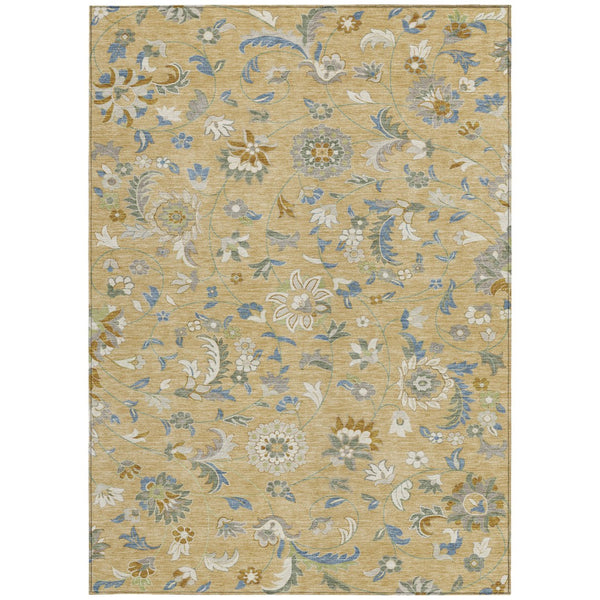 Homeroots 3' Floral Artichoke Green And Gray Area Rug For Indoor Outdoor Spaces - Washable & Stain Resistant 3' X 5' Polyester 597854