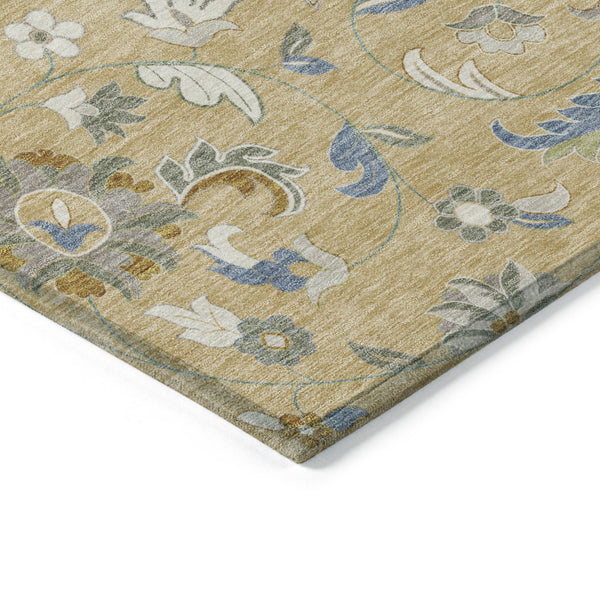 Homeroots 3' Floral Artichoke Green And Gray Area Rug For Indoor Outdoor Spaces - Washable & Stain Resistant 5' X 8' Polyester 597855