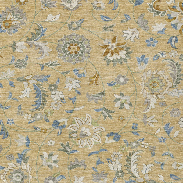 Homeroots 3' Floral Artichoke Green And Gray Area Rug For Indoor Outdoor Spaces - Washable & Stain Resistant 5' X 8' Polyester 597855