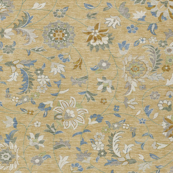 Homeroots 3' Floral Artichoke Green And Gray Area Rug For Indoor Outdoor Spaces - Washable & Stain Resistant 9' X 12' Polyester 597858