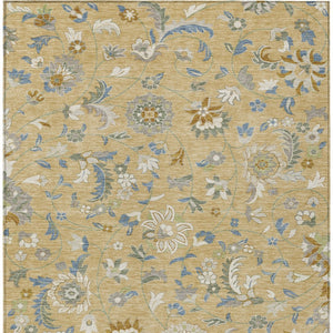 Homeroots 3' Floral Artichoke Green And Gray Area Rug For Indoor Outdoor Spaces - Washable & Stain Resistant 10' X 14' Polyester 597859