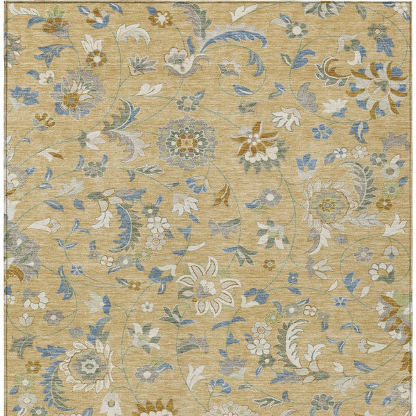 Homeroots 3' Floral Artichoke Green And Gray Area Rug For Indoor Outdoor Spaces - Washable & Stain Resistant 10' X 14' Polyester 597859