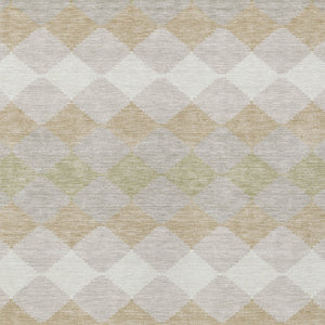 Homeroots 3' Stylish Artichoke Green Ivory Beige Geometric Indoor Outdoor Area Rug - Washable & Durable 8' X 10' Polyester 597869