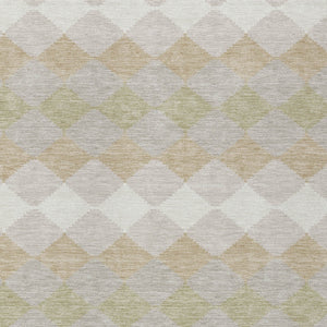 Homeroots 3' Stylish Artichoke Green Ivory Beige Geometric Indoor Outdoor Area Rug - Washable & Durable 10' X 14' Polyester 597871