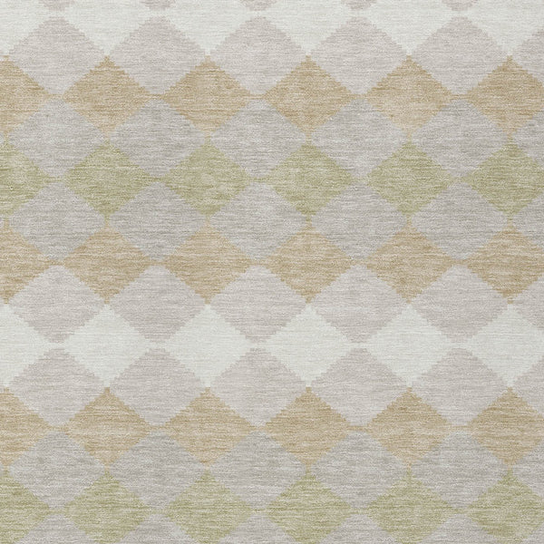 Homeroots 3' Stylish Artichoke Green Ivory Beige Geometric Indoor Outdoor Area Rug - Washable & Durable 10' X 14' Polyester 597871