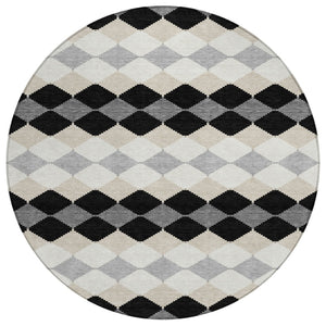 HomeRoots 5' Modern Geometric Washable Indoor Outdoor Area Rug - Durable, Stylish, Easy-Clean for Any Space 8' Round 597874