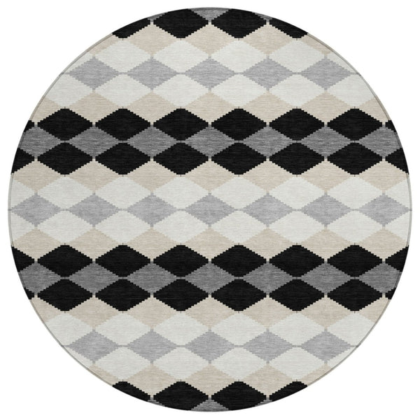 HomeRoots 5' Modern Geometric Washable Indoor Outdoor Area Rug - Durable, Stylish, Easy-Clean for Any Space 8' Round 597874