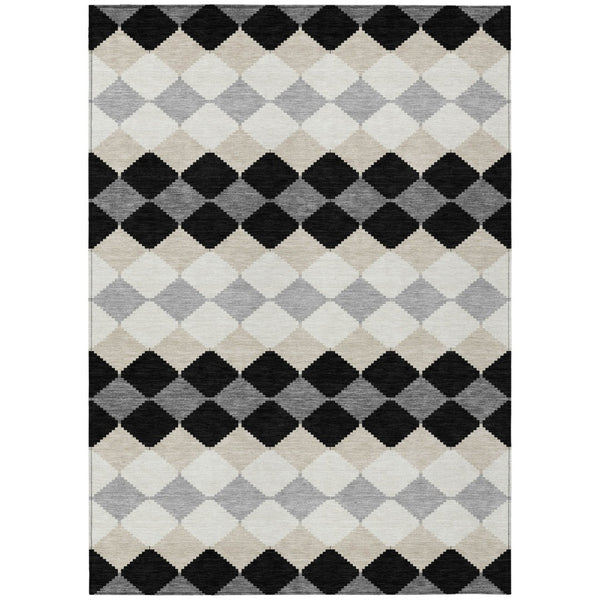 HomeRoots 5' Modern Geometric Washable Indoor Outdoor Area Rug - Durable, Stylish, Easy-Clean for Any Space 8' X 10' 597875