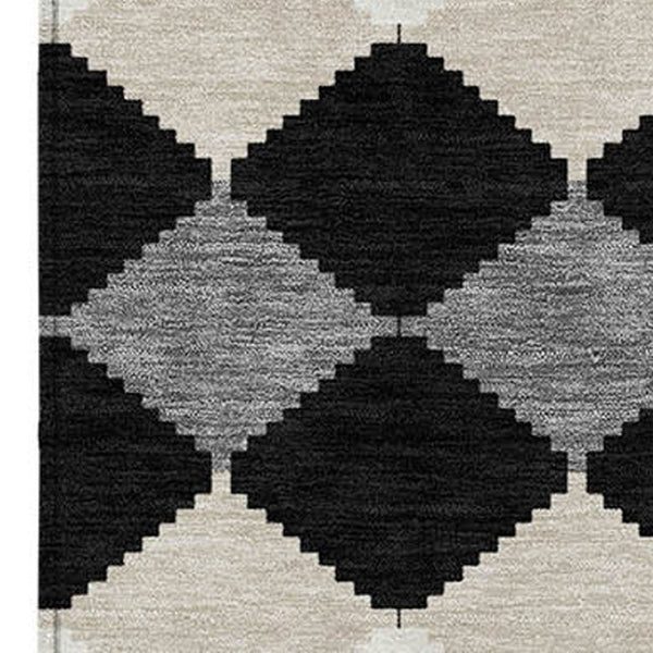 Homeroots 3' Stylish Artichoke Green Ivory Beige Geometric Indoor Outdoor Area Rug - Washable & Durable 10' X 14' Polyester 597877