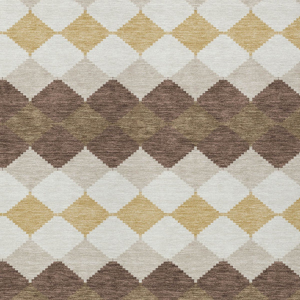 Homeroots 3' Stylish Artichoke Green Ivory Beige Geometric Indoor Outdoor Area Rug - Washable & Durable 3' X 5' Polyester 597884