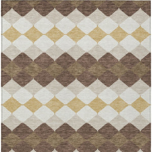 Homeroots 3' Stylish Artichoke Green Ivory Beige Geometric Indoor Outdoor Area Rug - Washable & Durable 8' X 10' Polyester 597887