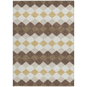 Homeroots 3' Stylish Artichoke Green Ivory Beige Geometric Indoor Outdoor Area Rug - Washable & Durable 9' X 12' Polyester 597888