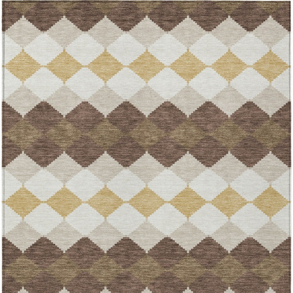 Homeroots 3' Stylish Artichoke Green Ivory Beige Geometric Indoor Outdoor Area Rug - Washable & Durable 10' X 14' Polyester 597889