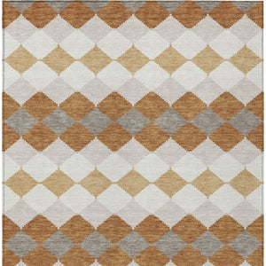 Homeroots 3' Stylish Artichoke Green Ivory Beige Geometric Indoor Outdoor Area Rug - Washable & Durable 3' X 5' Polyester 597890