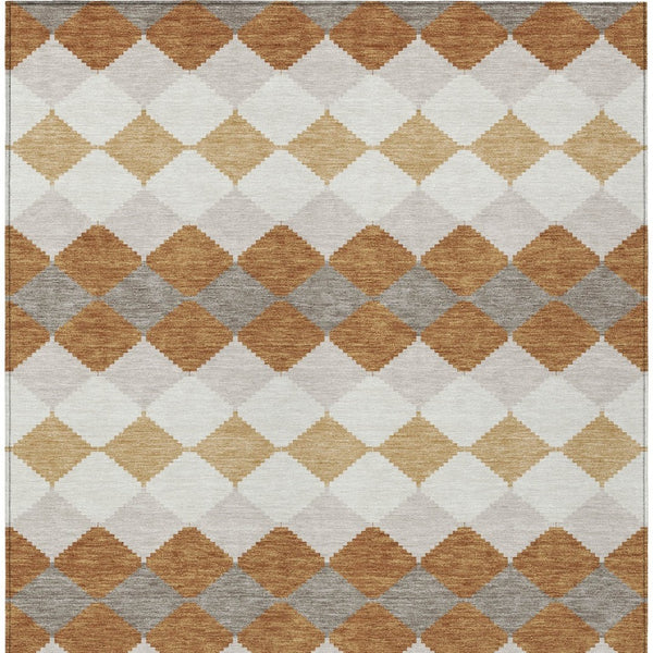 Homeroots 3' Stylish Artichoke Green Ivory Beige Geometric Indoor Outdoor Area Rug - Washable & Durable 3' X 5' Polyester 597890